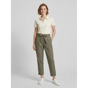 Everlane Fatigue Green Paperbag Poplin Tapered Pants High Rise Pleated Size 2